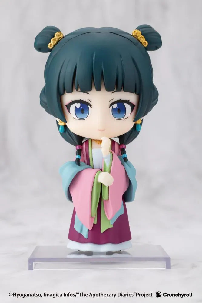 The Apothecary Diaries Oshi Works Mini Maomao Garden Party Ver Figure wearing a colorful pink green and blue formal outfit