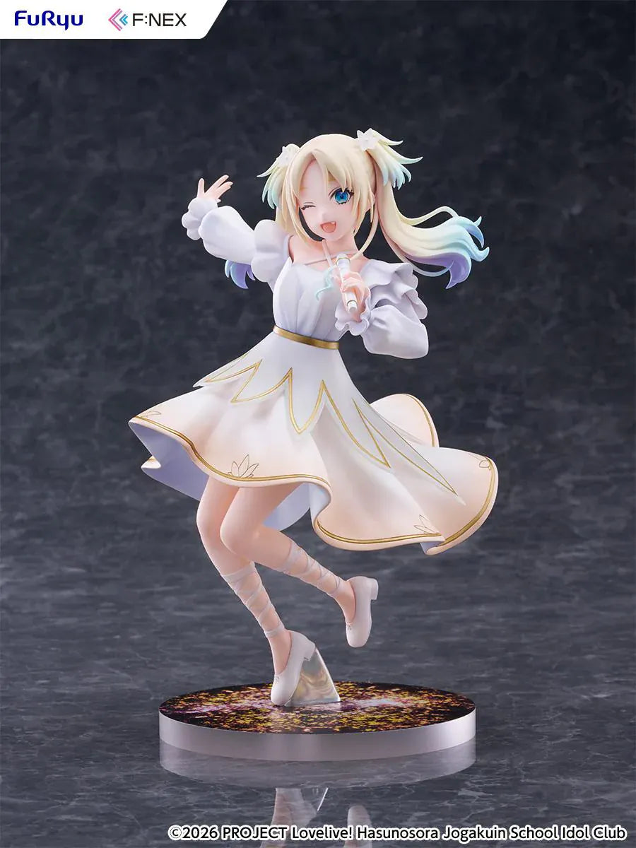 Love Live Hasunosora Girls' High School Idol Club Rurino Osawa 1/7 Scale Figure in white idol dress holding a microphone