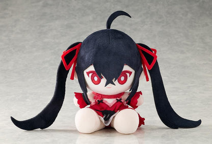 Azur Lane Taihou Private Quarters Punipuni Plushie featuring Taihou with black twin tails, red eyes, and her elegant red outfit in a soft plush design