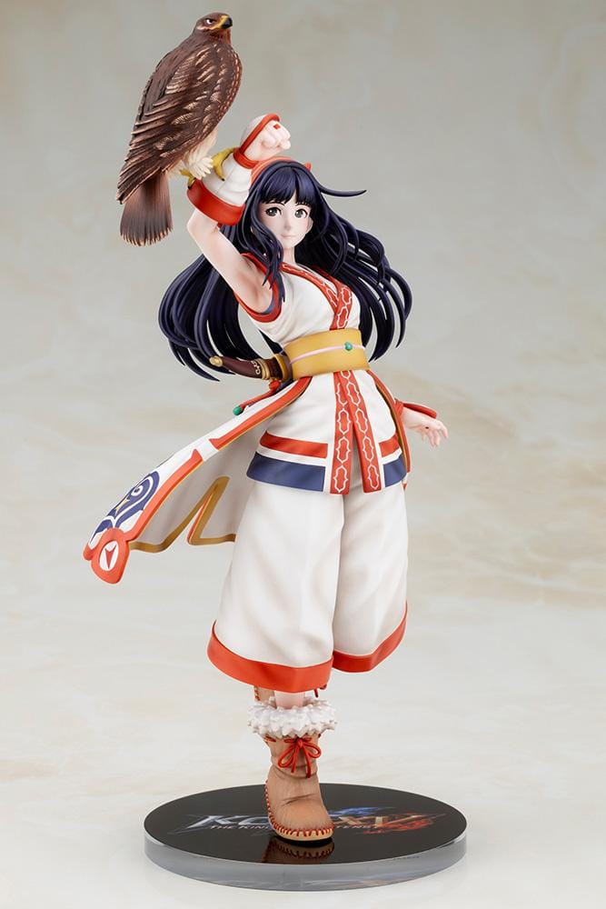 The King of Fighters XV Nakoruru 1/8 Scale Figure featuring Nakoruru in her signature outfit with long dark hair, hawk companion, and themed display base.