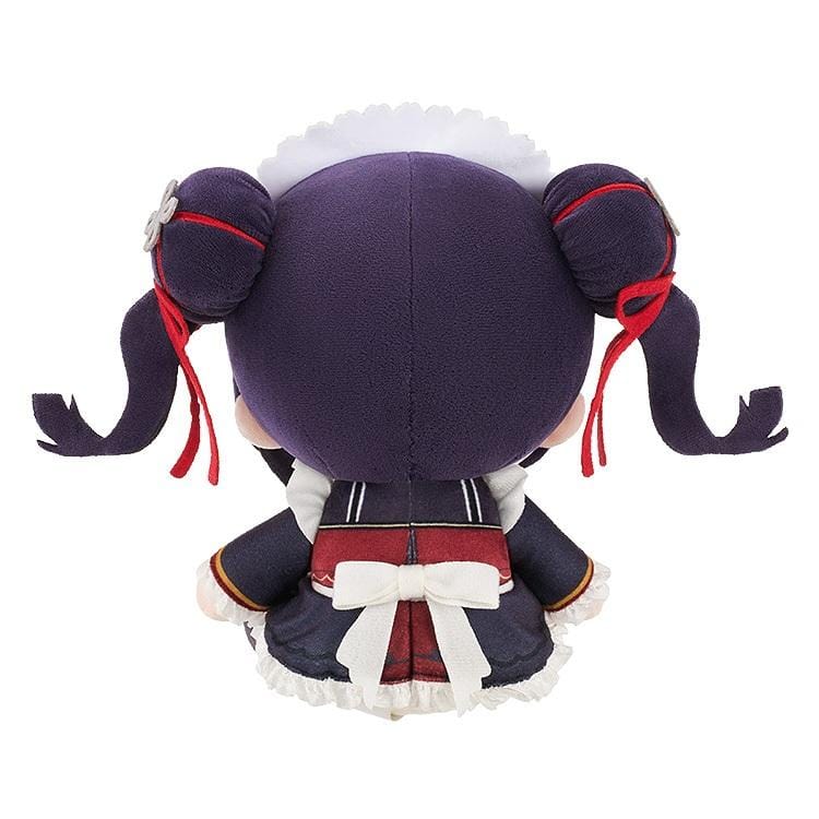 NEEDY STREAMER OVERLOAD Needy Streamer Chinese Restaurant Series Huggy Doll Ame featuring dark purple twin buns, lavender embroidered eyes, red hair ribbons, and a Chinese-inspired red and black outfit with white frills.