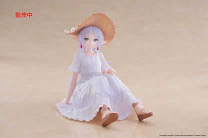 Frieren Beyond Journey’s End Desktop Cute Frieren Summer Dress figure seated in white dress with straw hat