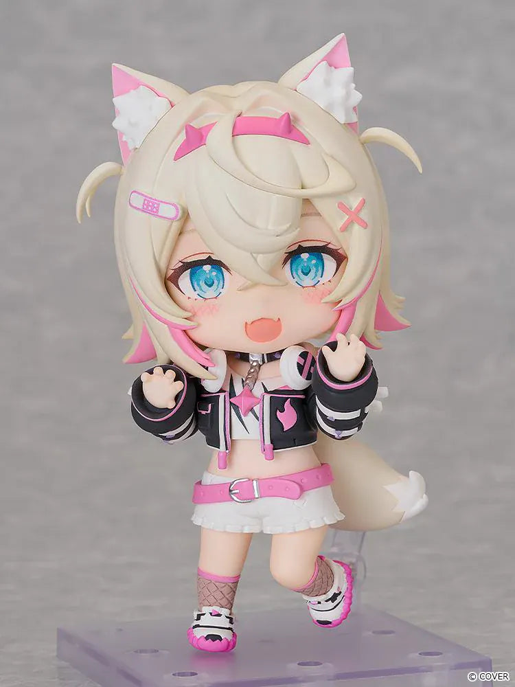 hololive production Nendoroid Mococo Abyssgard Figure with blonde hair pink wolf ears and black-and-pink outfit