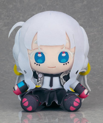 Million Depth Plushie Moma with white hair, embroidered blue eyes, and detailed black outfit