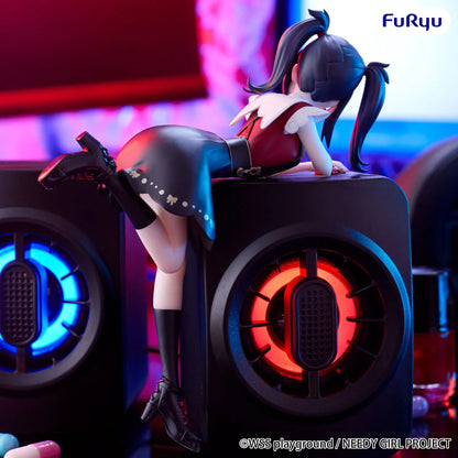 Ame-chan Noodle Stopper figure featuring a dark ponytail, black and burgundy outfit, platform shoes, and a relaxed reclining pose.