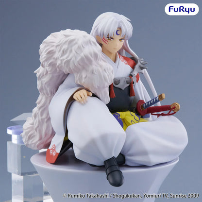 InuYasha Sesshomaru Vol. 2 Noodle Stopper Figure seated in white outfit with armor and fur pelt
