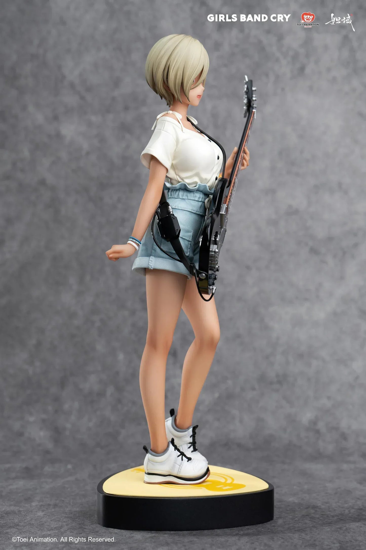 Girls Band Cry Subaru Rupa 1/7 scale figure holding black guitar with themed display base and bonus item included
