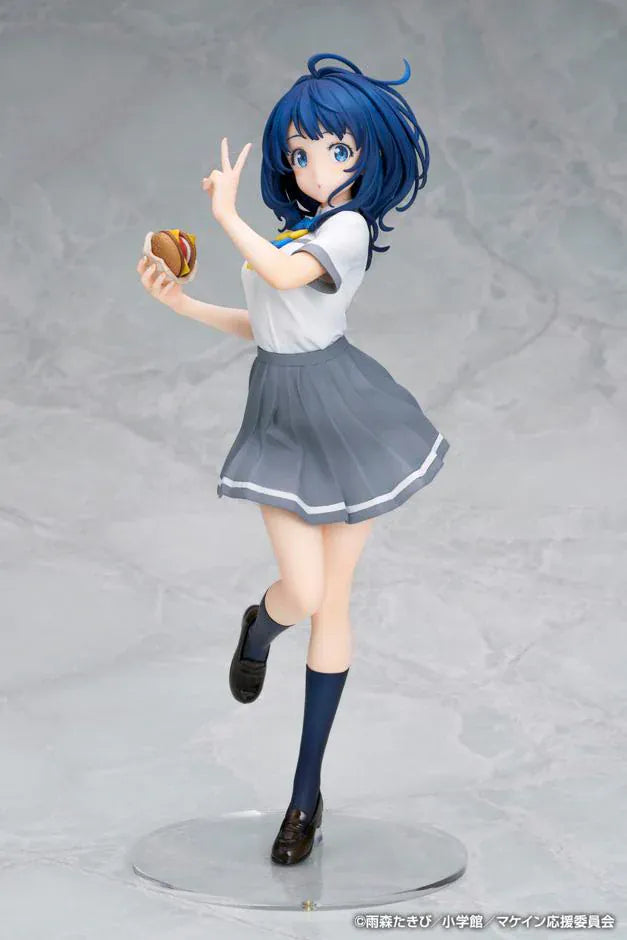 Too Many Losing Heroines Anna Yanami 1/7 Scale Figure featuring Anna with short blue hair, school uniform, snack accessory, and playful peace-sign pose.