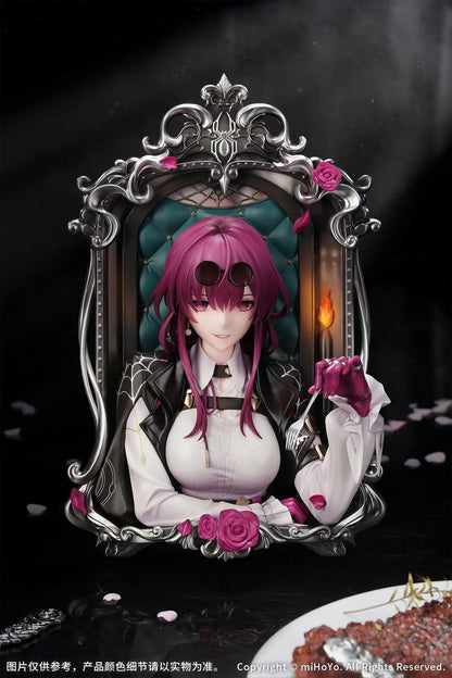Honkai Star Rail Diorama Series Kafka Patience is All You Need Ver. Diorama Art Frame featuring Kafka with magenta hair, ornate frame, rose accents, and gothic-inspired display details.