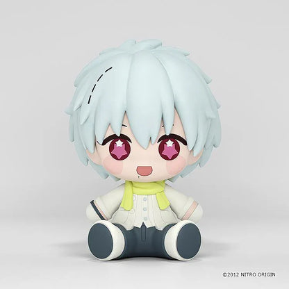 DRAMAtical Murder Huggy Good Smile Clear figure with pale hair, pink star-filled eyes, a white outfit, and a yellow scarf in a seated pose.