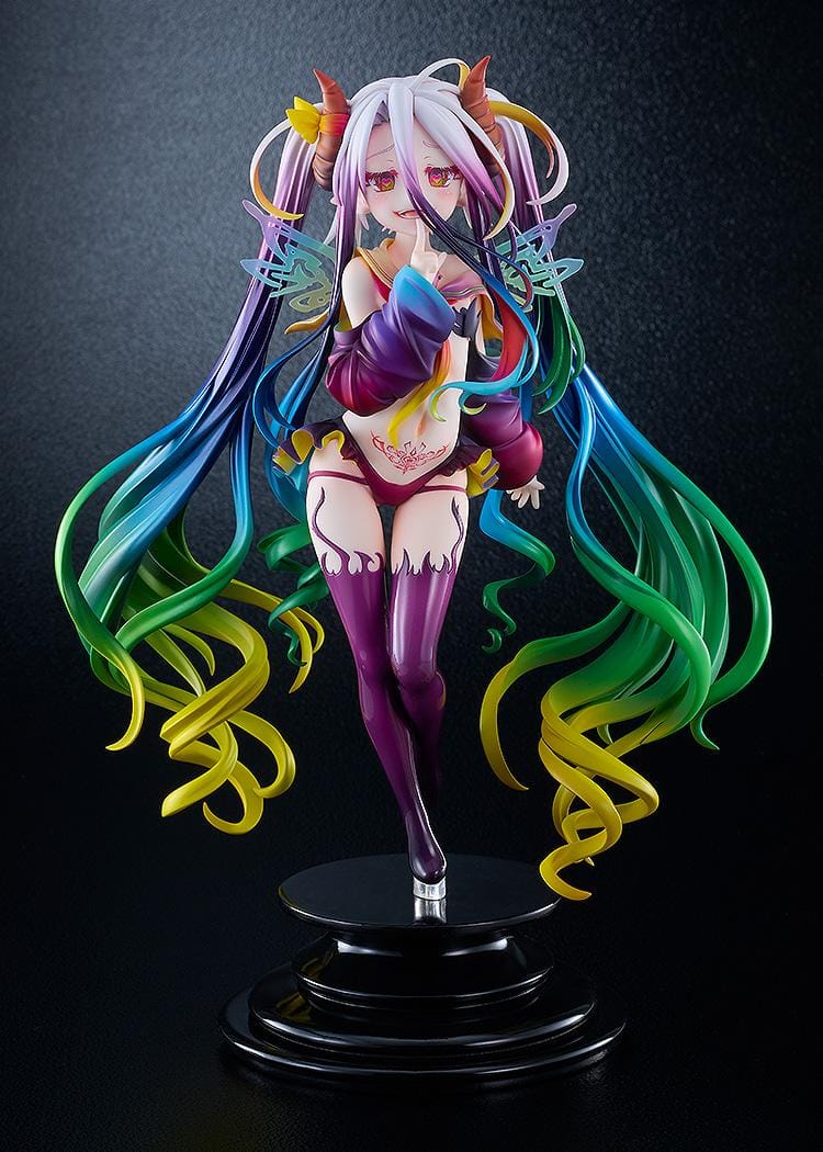 No Game No Life Black Shiro 1/7 Scale Figure with rainbow-gradient hair horn details and dark outfit