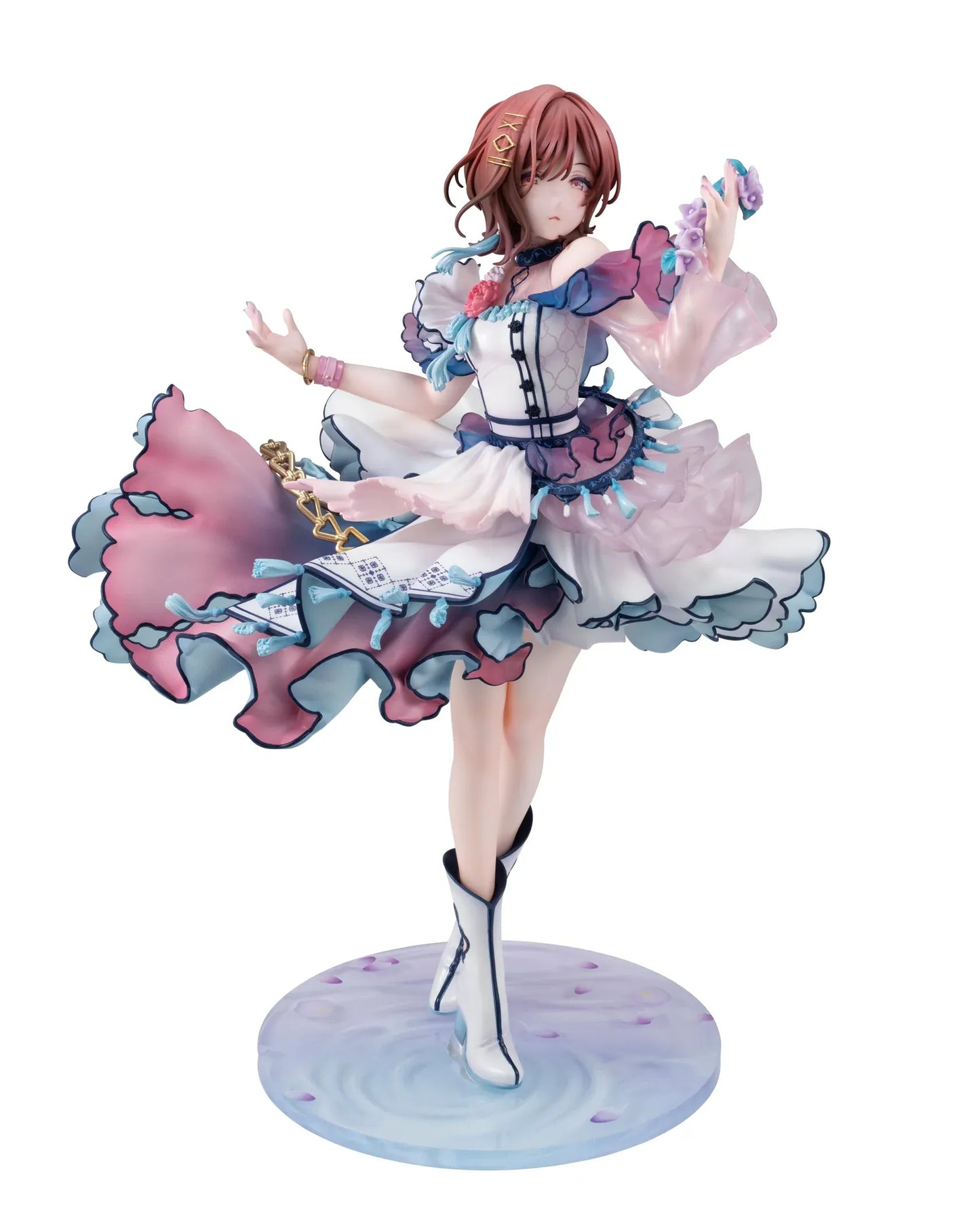The Idolmaster Shiny Colors Lucrea Madoka Higuchi Merry Figure with pastel idol dress, floral accessories, flowing skirt, and elegant pose