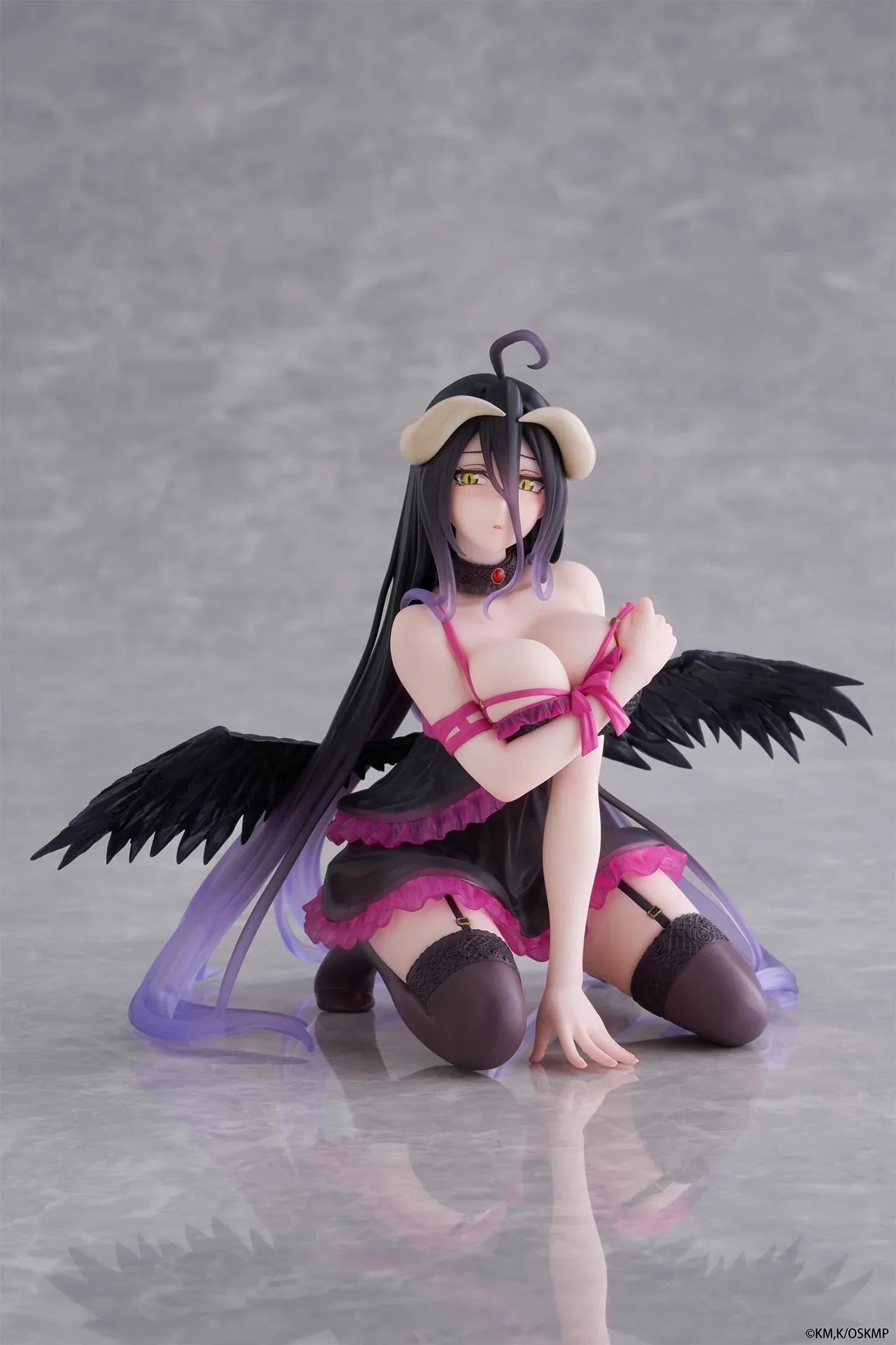 Albedo Negligee Desktop Cute Figure Overlord anime figure with wings and horns seated pose