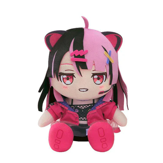 BanG Dream! Mugendai Mewtype Yuno Sengoku plushie rerelease with pink and black hair, cat-ear accessories, embroidered pink eyes, and colorful outfit