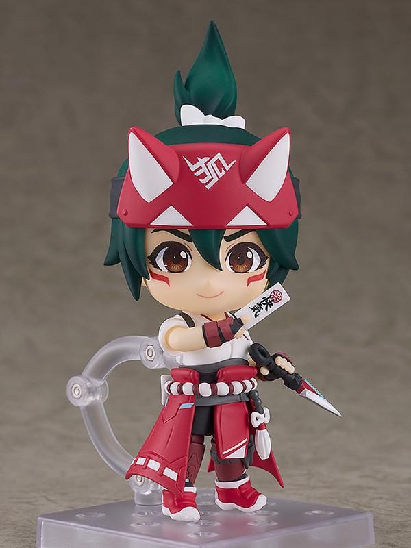 OVERWATCH Nendoroid Kiriko Figure Rerelease featuring Kiriko in a chibi style with fox-inspired headband mask, red outfit, and kunai accessory.