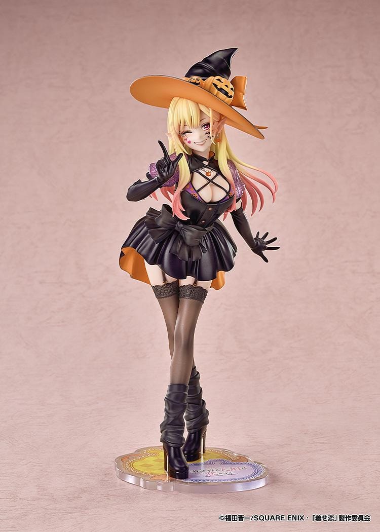 My Dress-Up Darling Marin Kitagawa Halloween Ver 1/7 scale figure featuring Marin in a witch-inspired Halloween outfit with pumpkin accents and themed display base