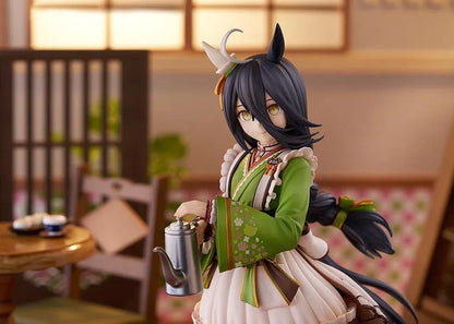 Uma Musume Pretty Derby Manhattan Cafe Willow-Green Evening 1/7 scale figure holding coffee pot with wooden base