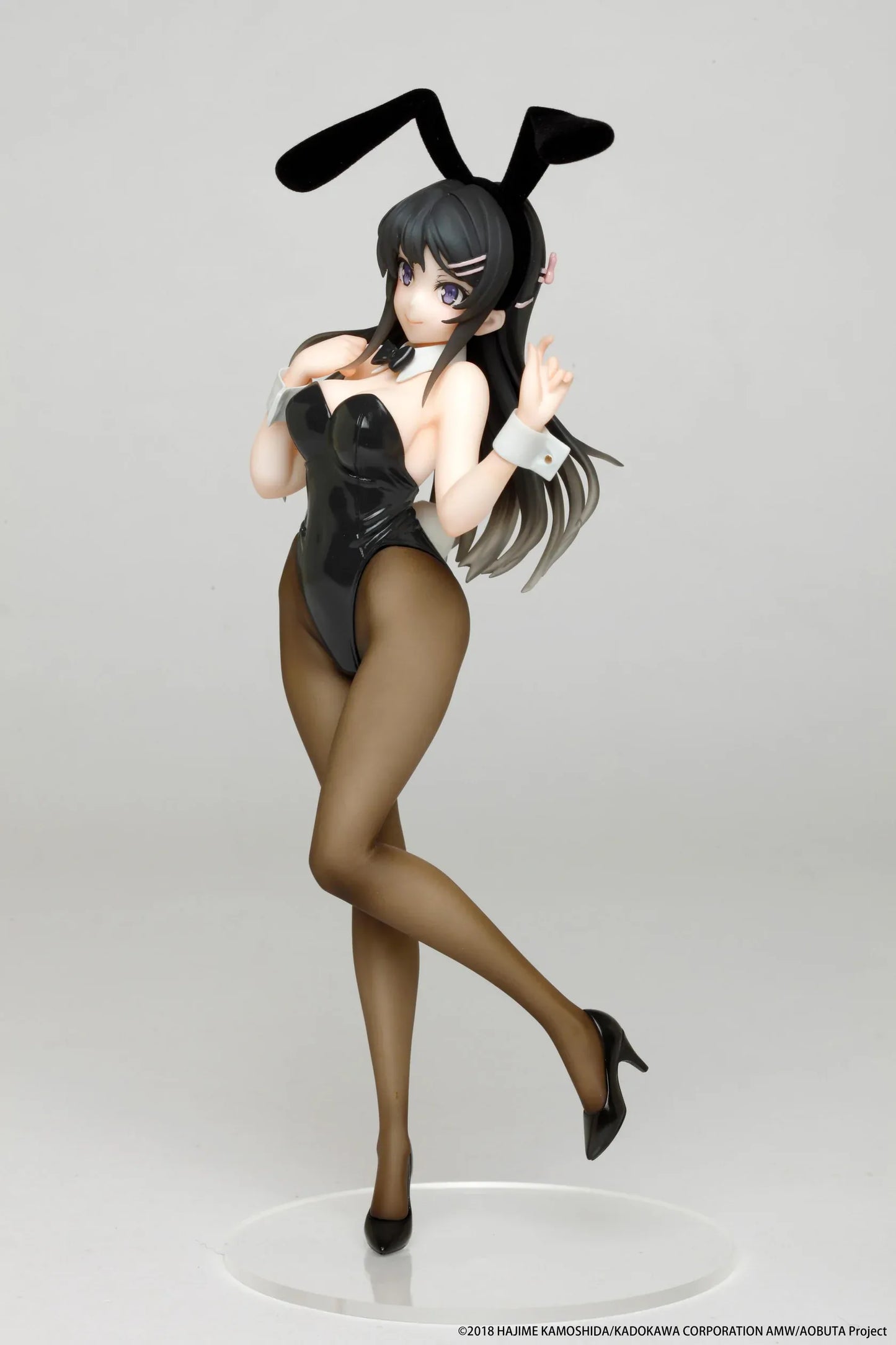 Rascal Does Not Dream of Bunny Girl Senpai Mai Sakurajima Bunny Ver. Coreful Figure Rerelease featuring Mai in a black bunny outfit with bunny ears, tights, heels, and display base.
