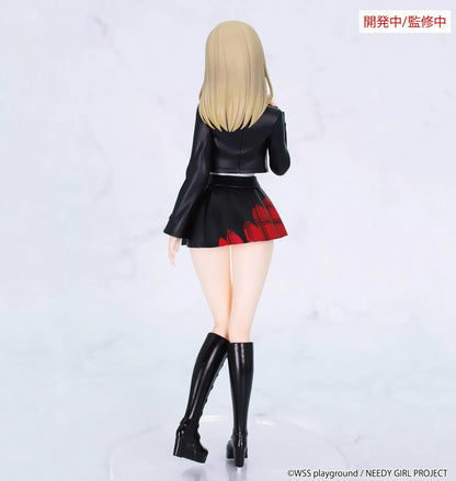 Prototype NEEDY GIRL OVERDOSE Vivit KACHE figure with blond hair, a black jacket, white top, red plaid skirt, and tall black boots with white laces.
