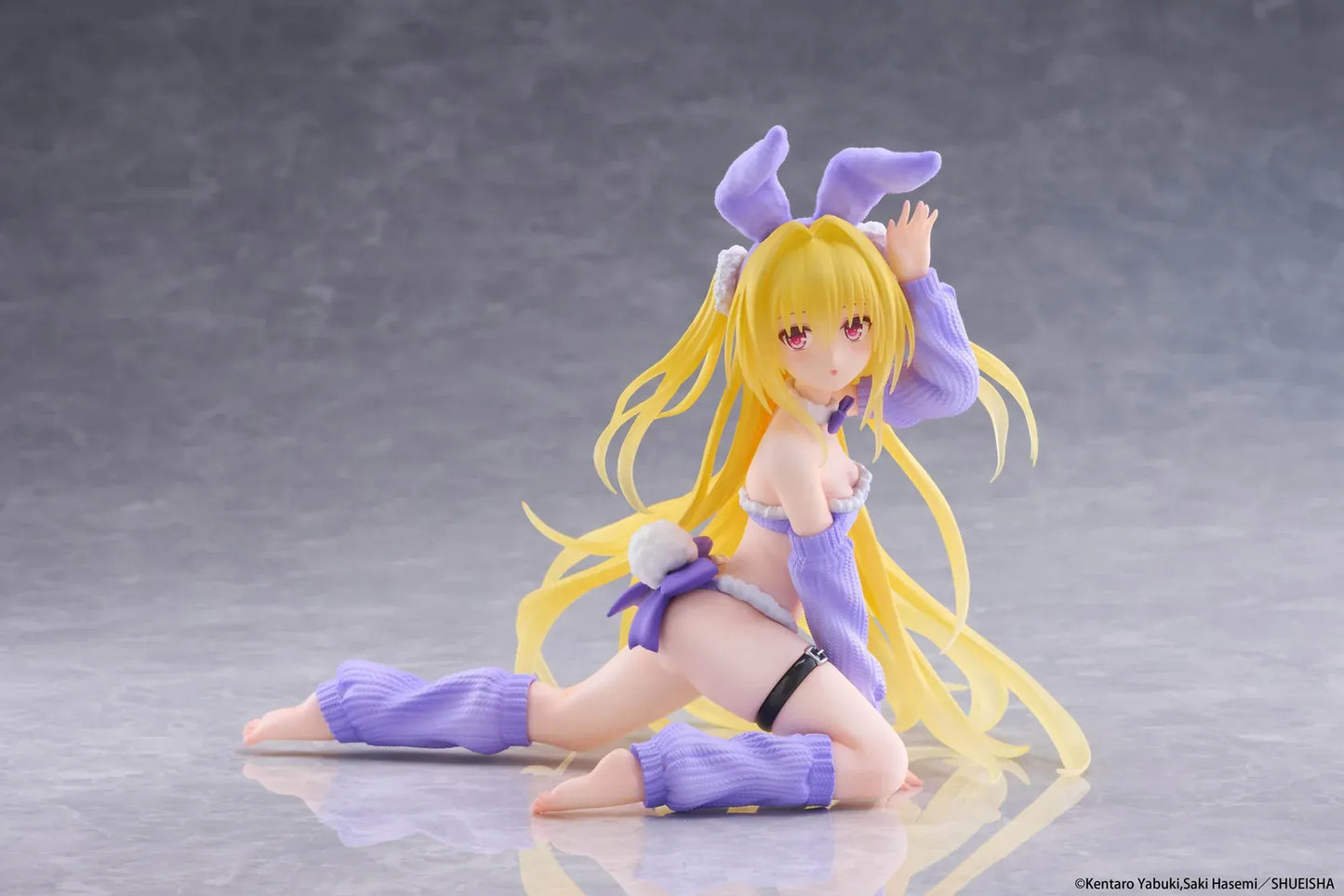 To Love-Ru Darkness MOFLOCK Golden Darkness Fluffy Bunny Ver Figure wearing a purple bunny outfit with long blonde hair