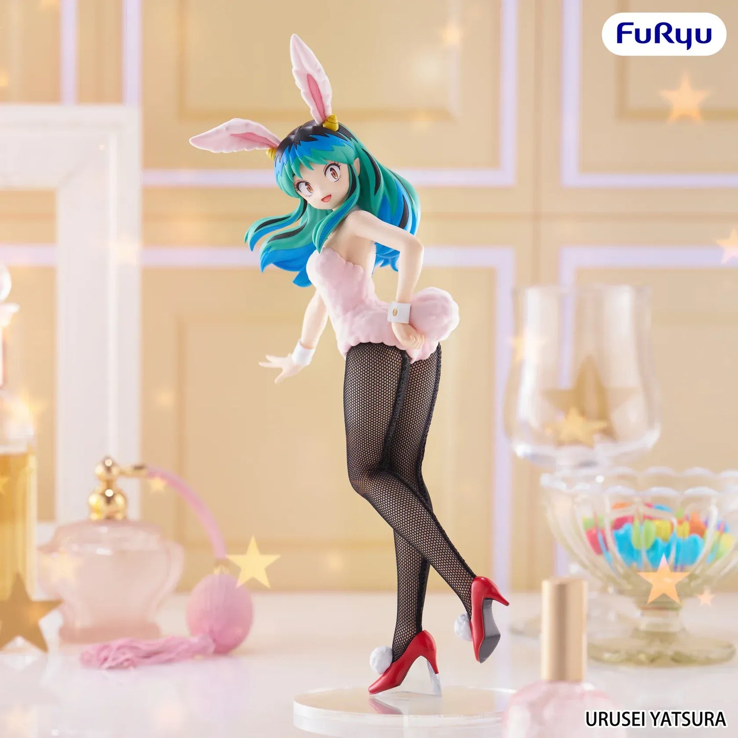 Urusei Yatsura Lum BiCute Bunnies figure wearing pink bunny suit with fishnet stockings and red heels