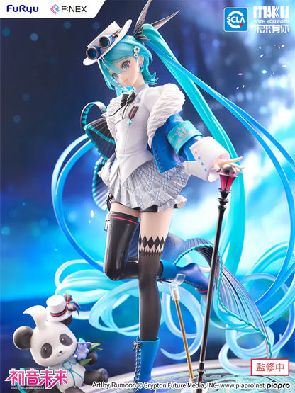 Hatsune Miku Miku With You 2025 figure with flowing twin-tails, panda companion, and futuristic concert outfit