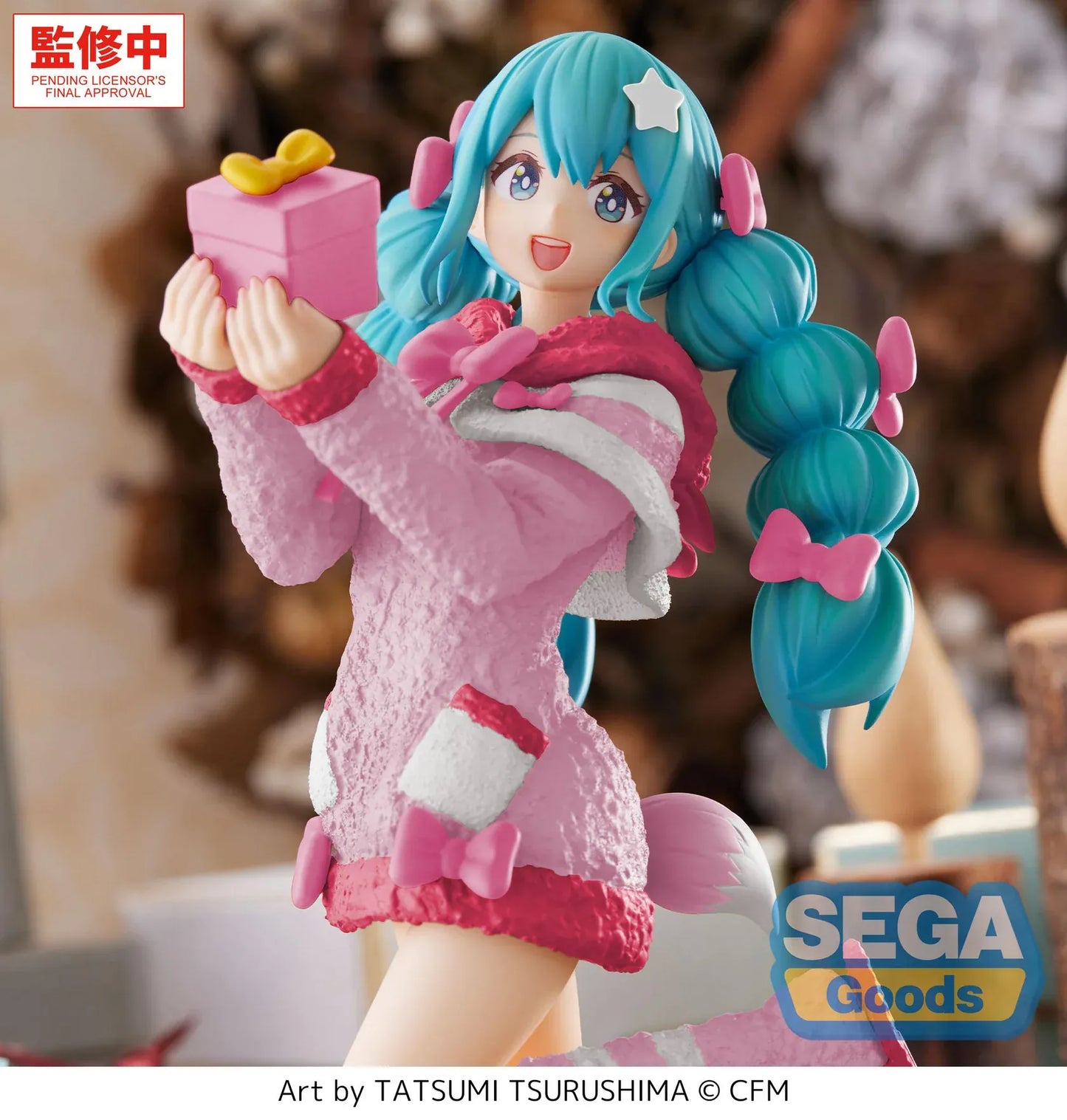 Vocaloid High Premium Figure Hatsune Miku Mokomoko Christmas Version anime figure holding a Christmas gift