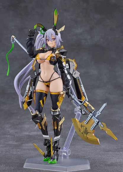 BUNNY SUIT PLANNING figma Silva Barrelline Figure featuring Silva with lavender hair, black-and-gold armored bunny suit, mechanical armor details, and large weapon accessory.