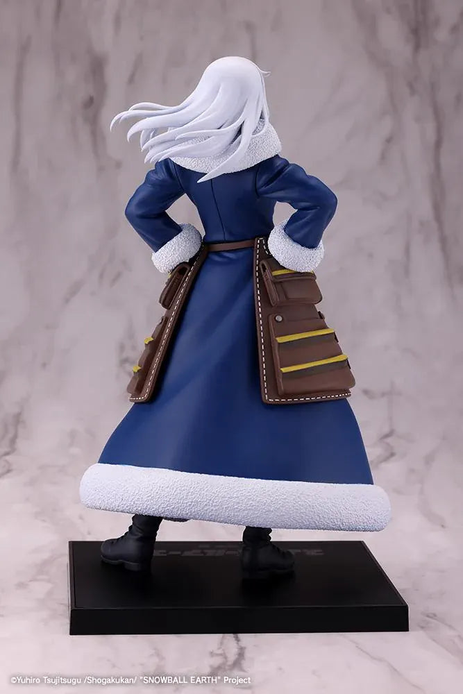 Ao Nogi figure standing with hands on hips on a black base, wearing a long navy coat with white trim and brown utility pockets.