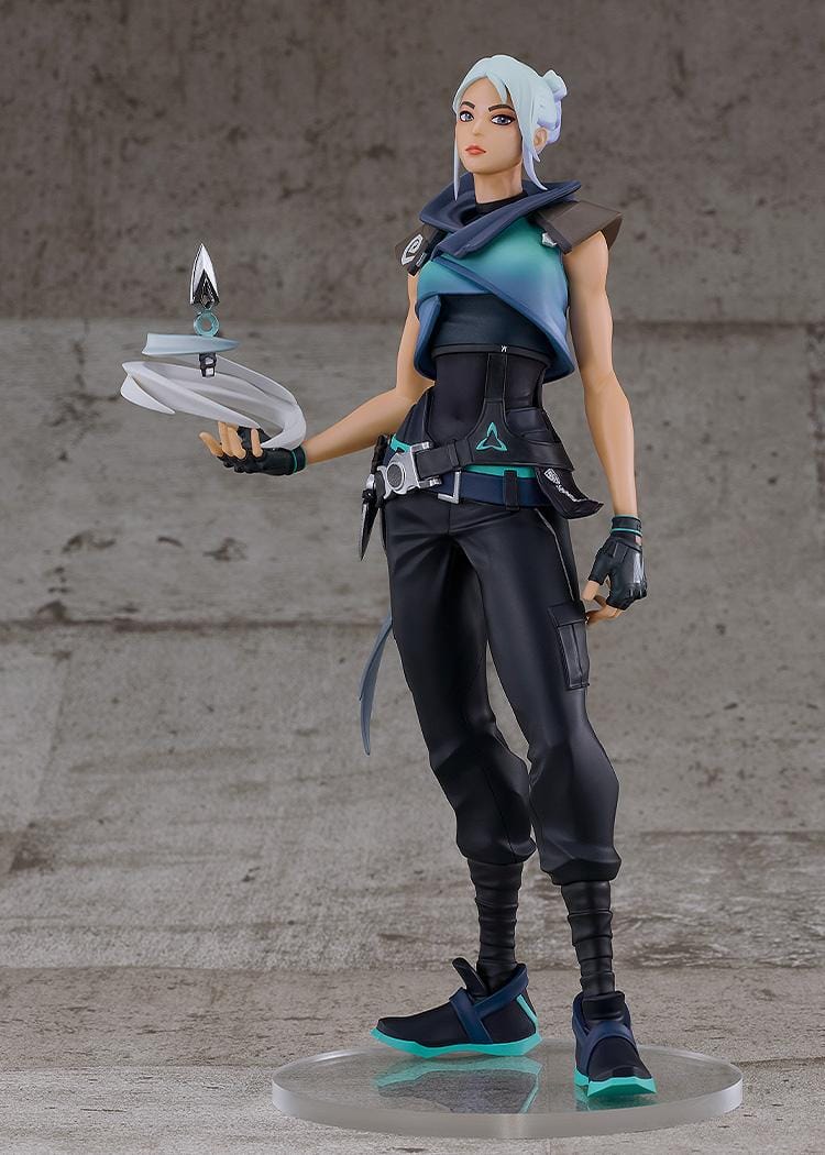 VALORANT POP UP PARADE SP Jett figure holding a swirling wind effect with a floating throwing knife.