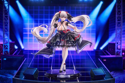 Azur Lane Formidable μ Equipment 1/7 scale figure in black and red idol-style dress with long twin tails standing on themed base