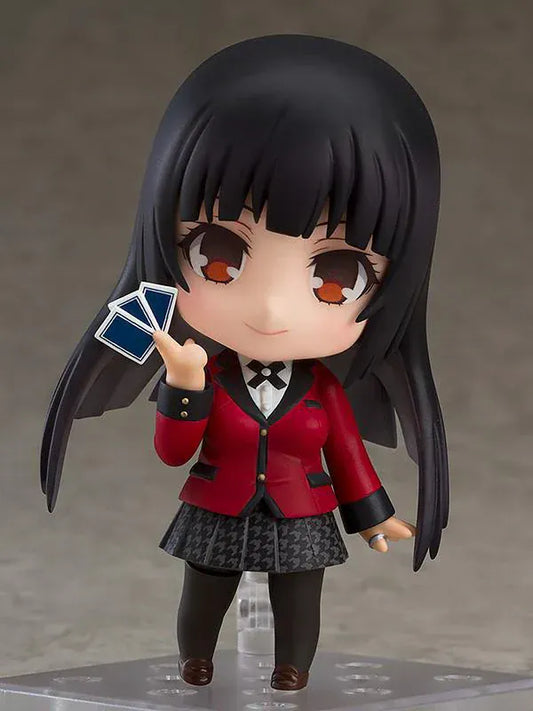 Kakegurui Nendoroid Yumeko Jabami rerelease figure holding playing cards in Hyakkaou Academy uniform