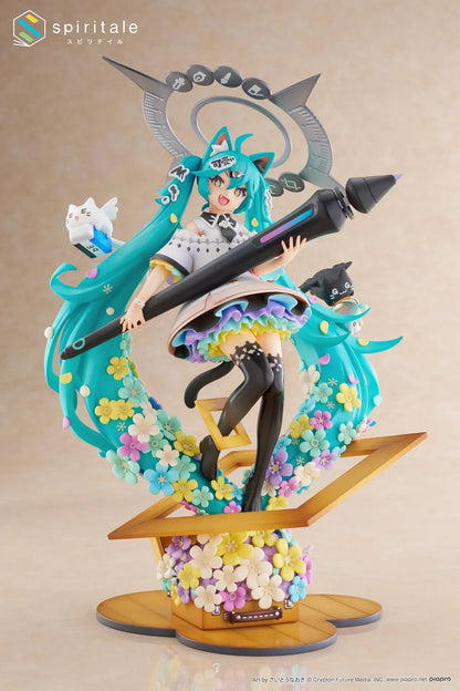 Hatsune Miku x Naoki Saito My Figure Making The Painter Ver 1/7 scale figure holding large paintbrush with floral base