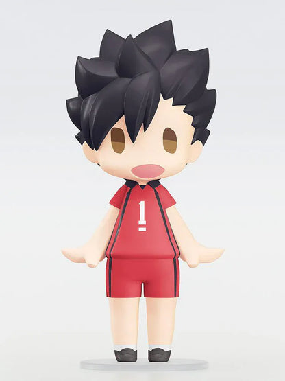 Chibi Tetsuro Kuroo Hello! Good Smile figure wearing red Nekoma volleyball uniform.