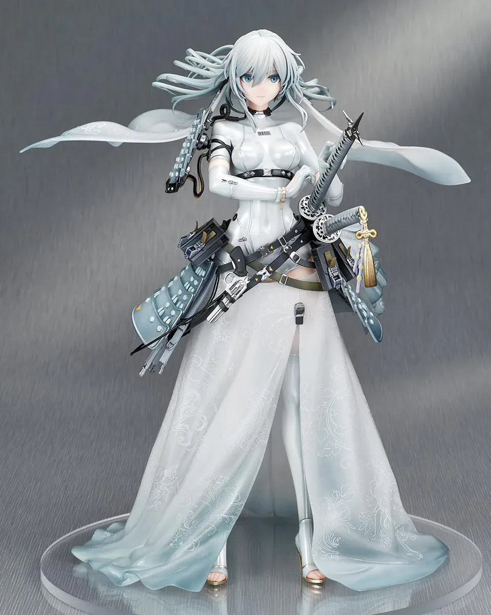 SWAV Illustration Tactical Bride Awayuki 1/7 Scale Figure in white bridal outfit with armor and sword accessories