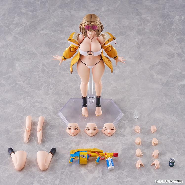 GODDESS OF VICTORY NIKKE figma Anis Sparkling Summer figure wearing swimsuit and yellow jacket with colorful water gun