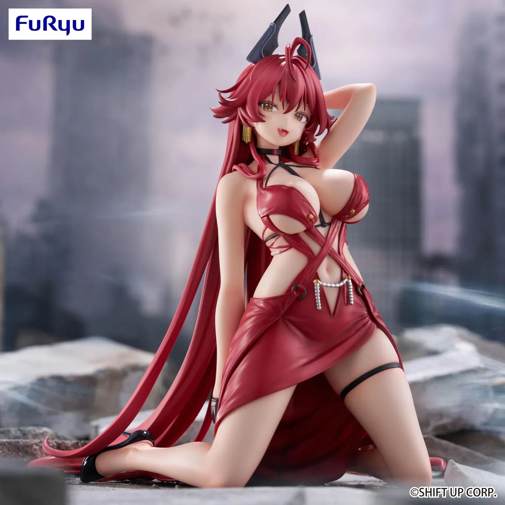 Goddess of Victory Nikke Red Hood Nonsense Red Noodle Stopper Figure Re-run with long red hair and red outfit