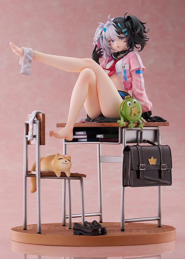 Snowbreak Containment Zone Eatchel The Cub Overdue Radiance 1/7 scale figure sitting on classroom desk with school accessories