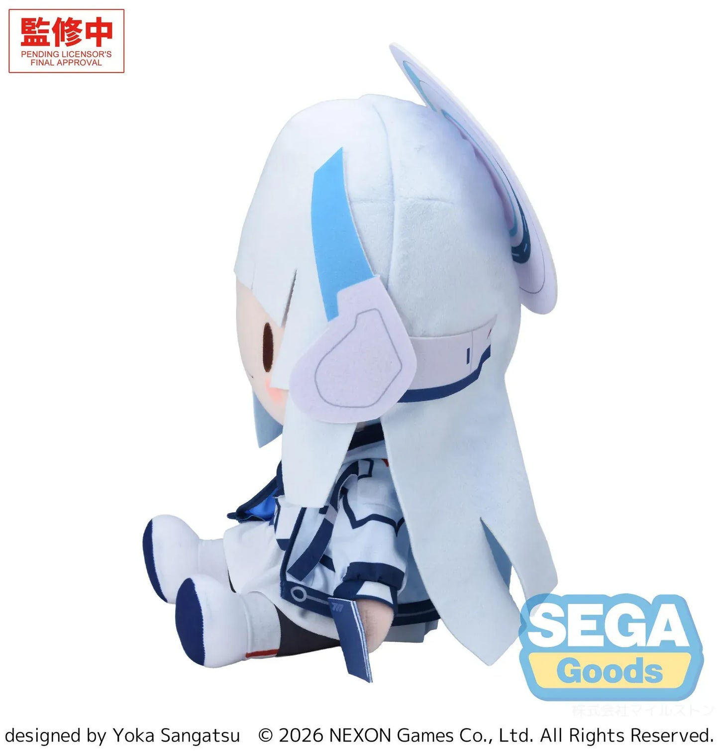 Blue Archive Fuwa Petit Noa BIG Plush with light blue hair, headset, school outfit, and cute chibi plush design