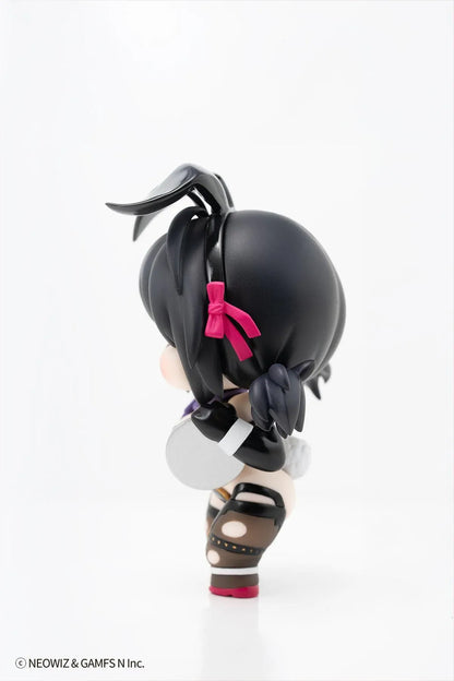 Brown Dust 2 Celebrity Bunny Loen-chan x illustration by JAZZ JACK Non Scale Figure featuring Loen-chan in a glossy black bunny-inspired outfit with purple scarf, twin-tail hair, and bunny ear accents.