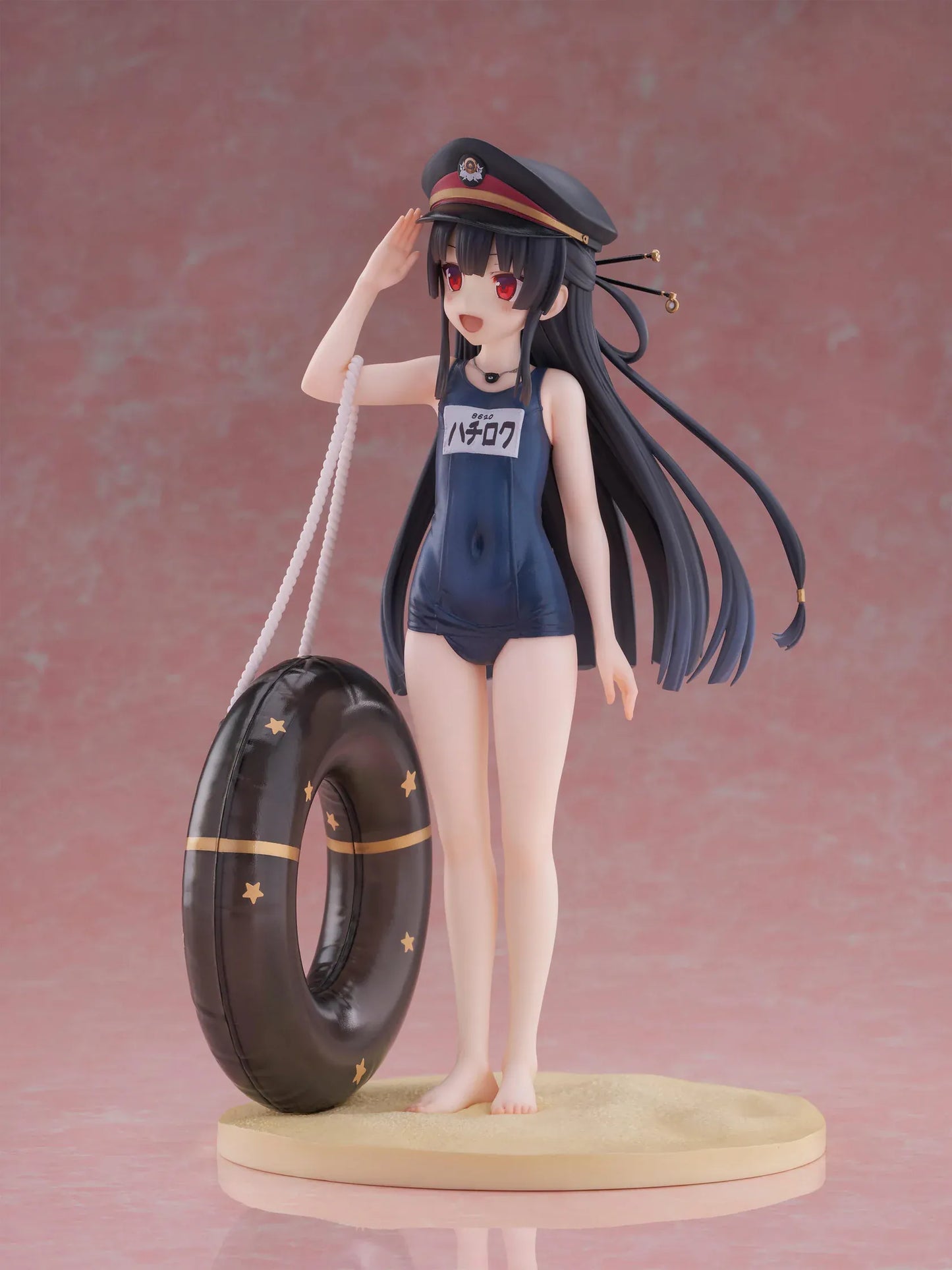 Maitetsu Last Run Hachiroku School Swimsuit Ver. 1/6 Scale Figure with conductor cap, salute pose, inner tube accessory, and display base