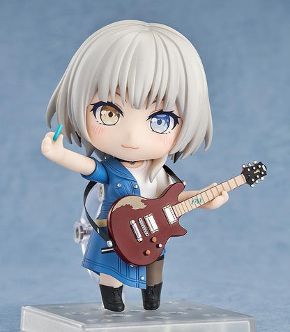 BanG Dream! It’s MyGO!!!!! Nendoroid No.2855 Rana Kaname chibi figure holding guitar with heterochromia eyes and blue outfit