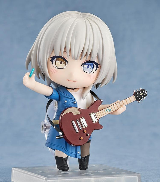 BanG Dream! It’s MyGO!!!!! Nendoroid No.2855 Rana Kaname chibi figure holding guitar with heterochromia eyes and blue outfit