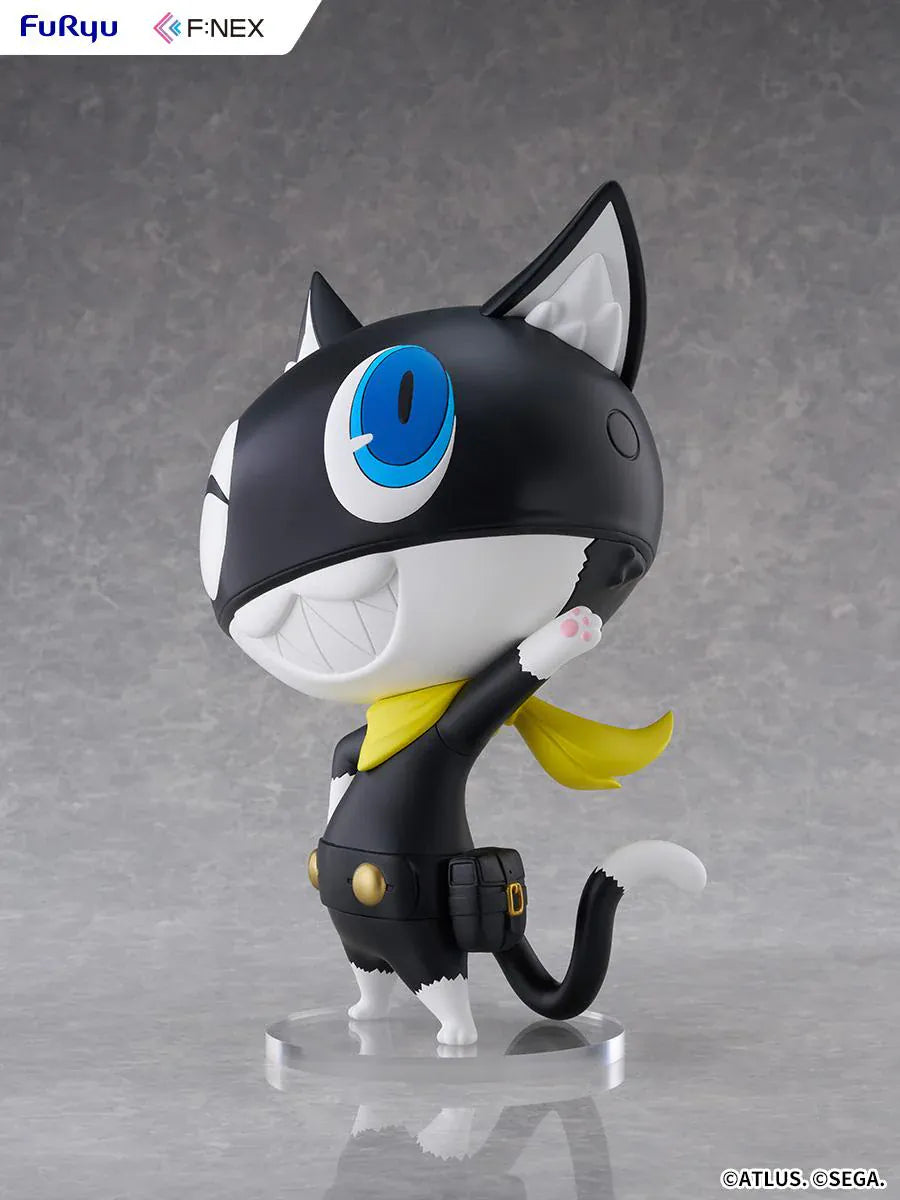 Persona 5 Royal F:Nex Morgana Big Soft Vinyl Figure with black cat design, blue eyes, yellow scarf, and waving pose
