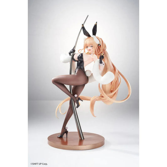 Goddess of Victory Nikke Rupee Lupin Rabbit Deluxe Ver. 1/10 Scale Figure with blonde hair, black bunny ears, rabbit outfit, posing pole, and display base