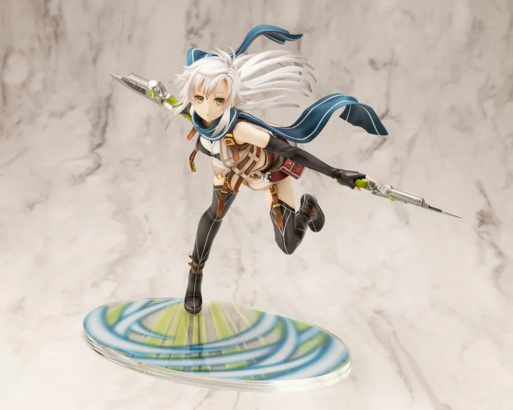 The Legend of Heroes Fie Claussell 1/8 Scale Figure Rerelease with white hair, flowing scarf, dual blade weapons, and dynamic action pose