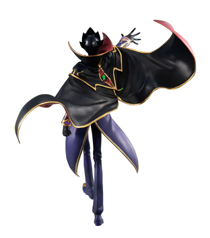 Code Geass Lelouch the Re;surrection Precious G.E.M. Series Zero 20th Anniversary Reissue featuring Zero in his iconic masked outfit with flowing cape and gold-trimmed details.