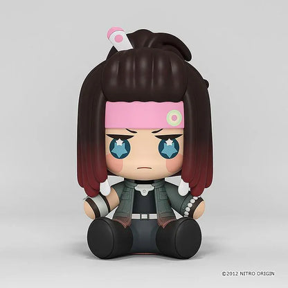 DRAMAtical Murder Huggy Good Smile Mink figure with a pink headband, dark hair, blue star-filled eyes, and a dark outfit in a seated pose.