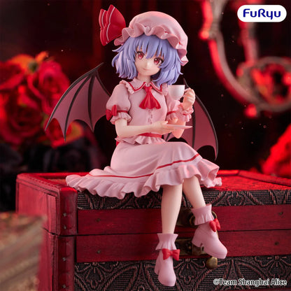 Touhou Project Remilia Scarlet Noodle Stopper figure seated with a teacup, pink dress, and bat wings