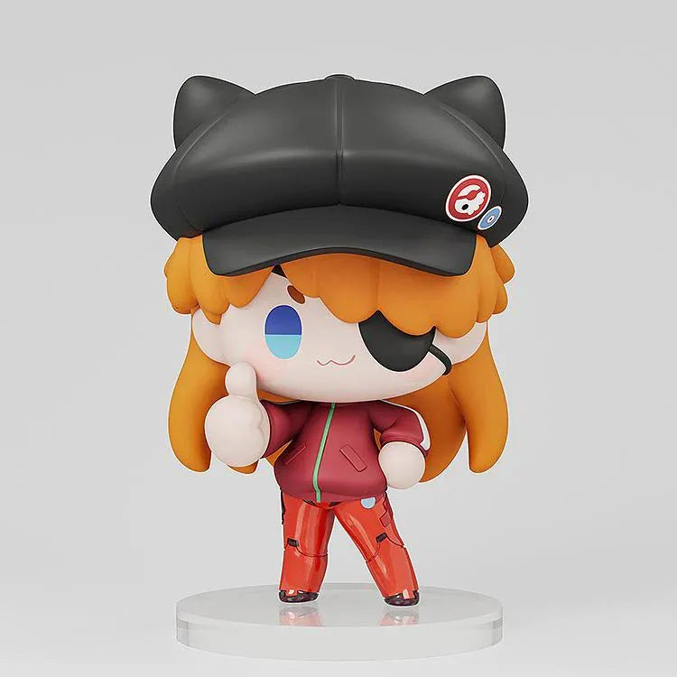 Rebuild of Evangelion Good Asuka Shikinami Langley Jersey Ver. chibi figure wearing a red jersey, black eyepatch, and cat-ear cap.